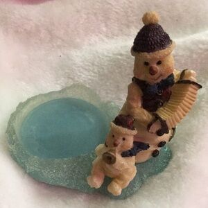 Snowman Candle Holder with Blue Base